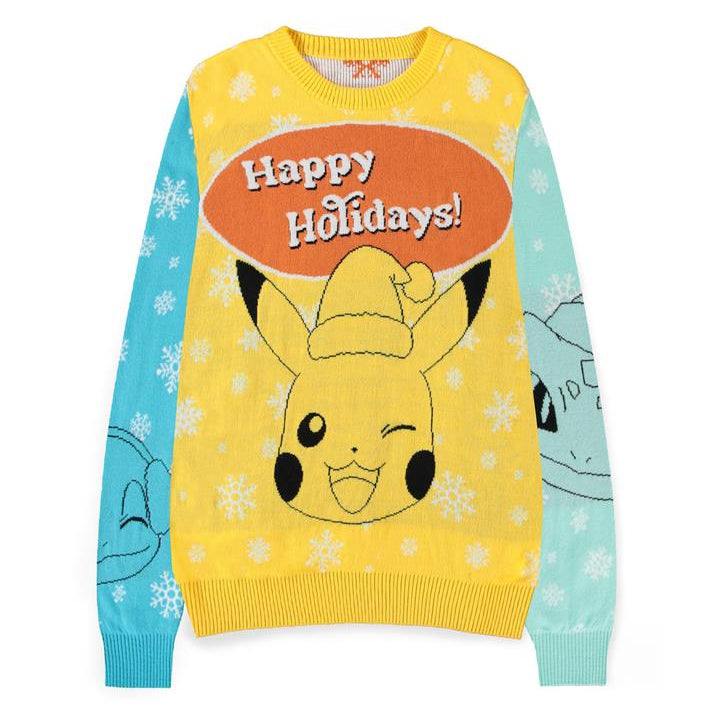Pokémon: Pikachu & Kanto Starters (Bulbasaur, Charmander, Squirtle) - Christmas Jumper/Julesweater
