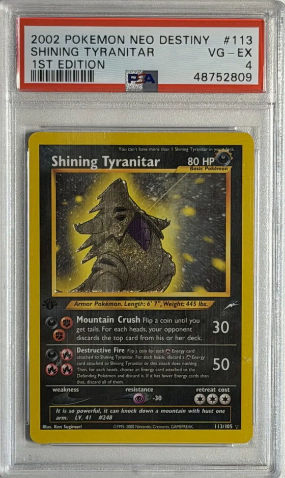 Shining Tyranitar #113 - 1st Edition - Neo Destiny - Secret Rare - PSA 4