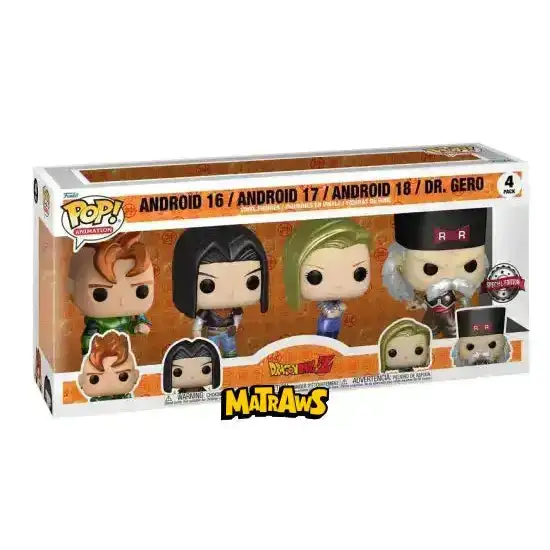 Funko POP! - Dragon Ball Z: Android 16, Android 17, Android 18 & Dr Gero - 4-Pack, Special Edition Action- og legetøjsfigurer Funko POP!