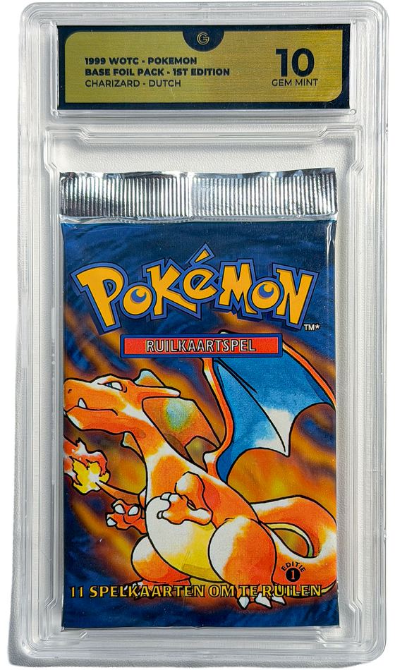 Pokémon TCG: Base Set (1st Edition) - Charizard Booster Pack - Global Grading 10 (Dutch)
