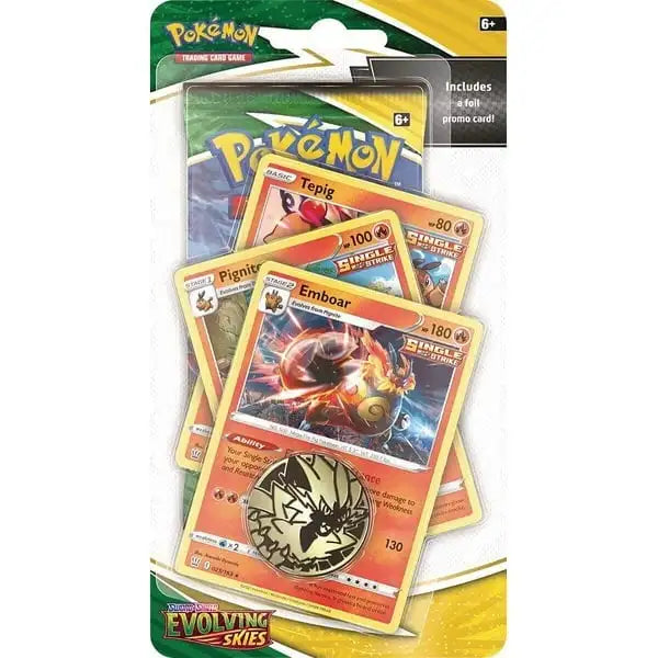 Pokémon: Evolving Skies Premium Checklane Blister Pack - Emboar Evolution Line Samlekort Pokémon