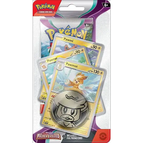 Pokémon TCG: Scarlet & Violet Paldea Evolved - Premium Checklane Blister - Pawmot Evolution Line Samlekort Pokémon