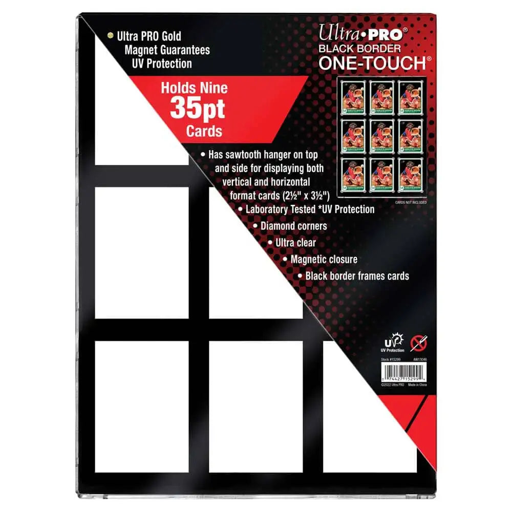 Ultra Pro: 9-Card Black Border One-Touch (Kortramme) - 35pt Standard Size Magnetic Holder Kortspil – tilbehør Ultra Pro