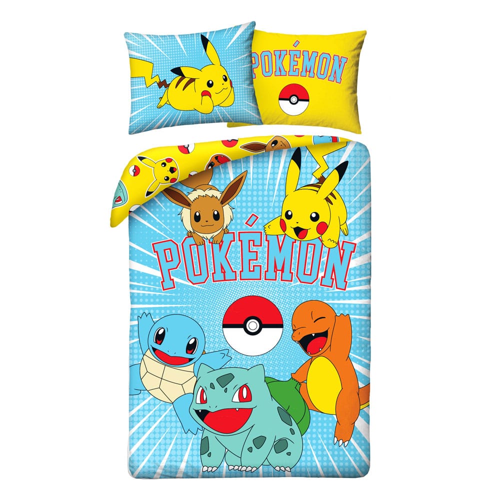 Pokémon Sengetøj: Eevee, Pikachu, Bulbasaur, Charmander, Squirtle