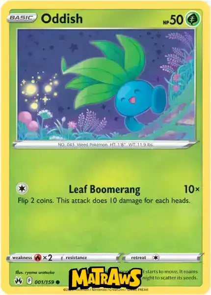 (001/159) Oddish Enkeltkort Crown Zenith 