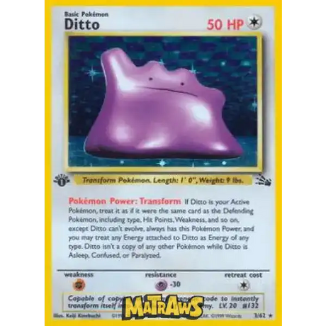(003/062) Ditto - 1st Edition Holo Enkeltkort Fossil 1st Edition 