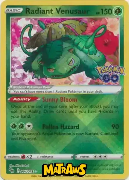 (004/078) Radiant Venusaur - Shiny Holo Enkeltkort Pokémon GO TCG 