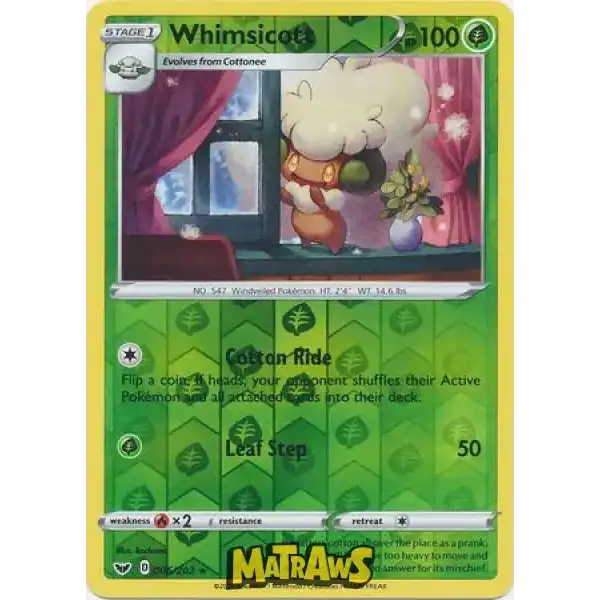 (006/202) Whimsicott - Reverse Enkeltkort Sword & Shield 