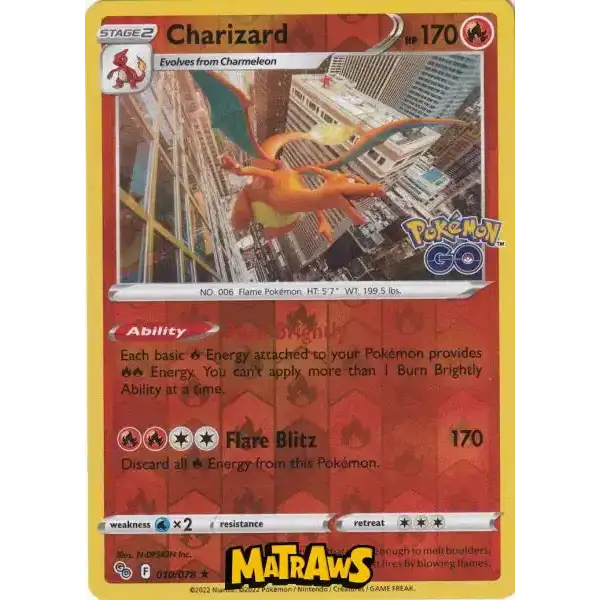 (010/078) Charizard - Reverse Enkeltkort Pokémon GO TCG 