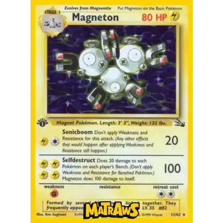 (011/062) Magneton - 1st Edition Holo Enkeltkort Fossil 1st Edition 