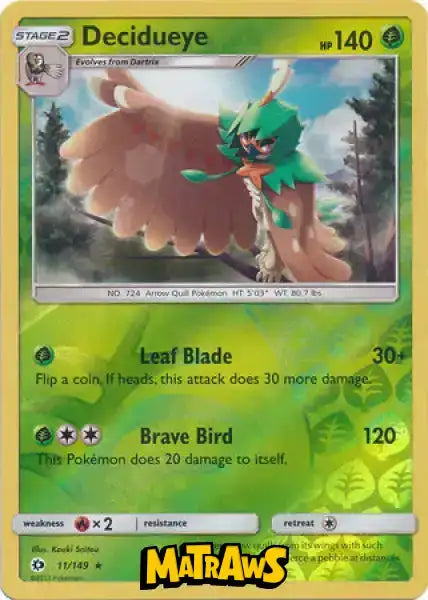 (011/149) Decidueye - Reverse Enkeltkort Sun & Moon 