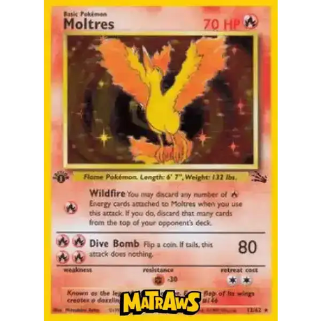 (012/062) Moltres - 1st Edition Holo Enkeltkort Fossil 1st Edition 