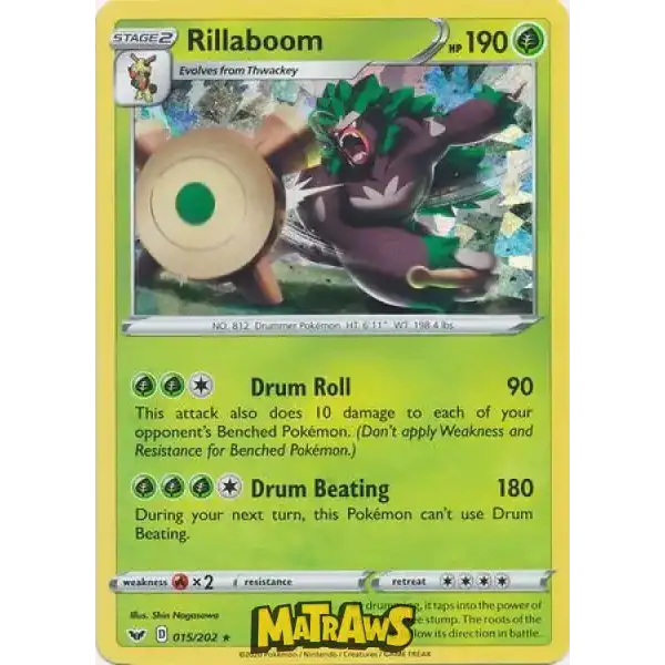 (015/202) Rillaboom - Cracked Ice Holo Enkeltkort Sword & Shield 