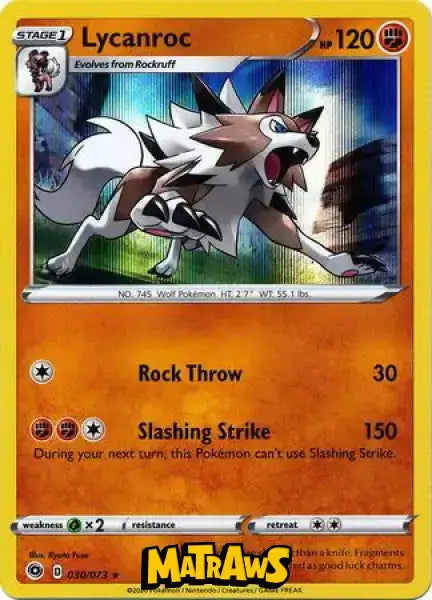 (030/073) Lycanroc - Holo Enkeltkort Champion's Path 