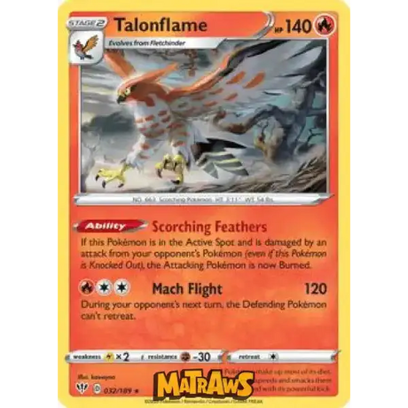 (032/189) Talonflame Enkeltkort Darkness Ablaze 