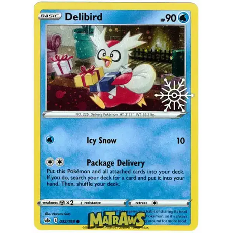 (032/198) Delibird - Cosmos Holo - Snow Stamp Enkeltkort Chilling Reign 