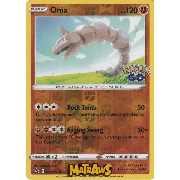 (036/078) Onix - Reverse Enkeltkort Pokémon GO TCG 