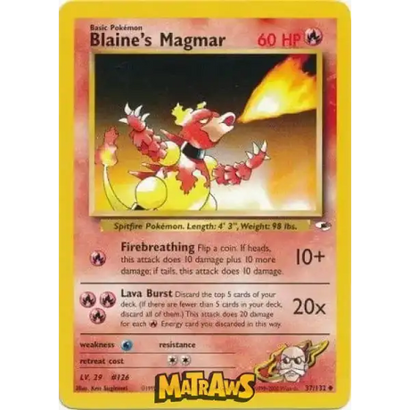 (037/132) Blaine's Magmar Enkeltkort Gym Heroes 