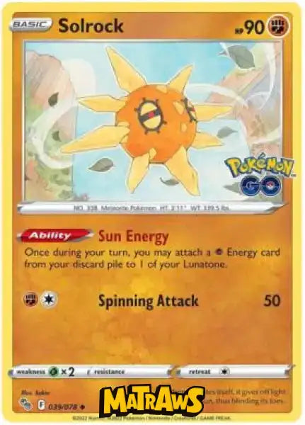 (039/078) Solrock Enkeltkort Pokémon GO TCG 
