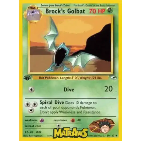 (039/132) Brock's Golbat - 1st Edition Enkeltkort Gym Heroes 1st Edition 