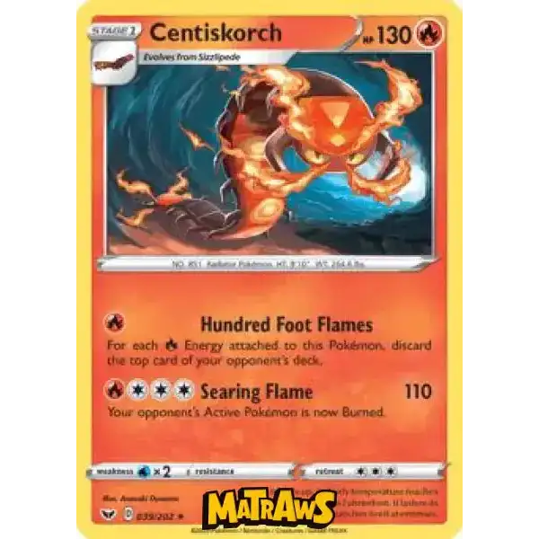 (039/202) Centiskorch Enkeltkort Sword & Shield 