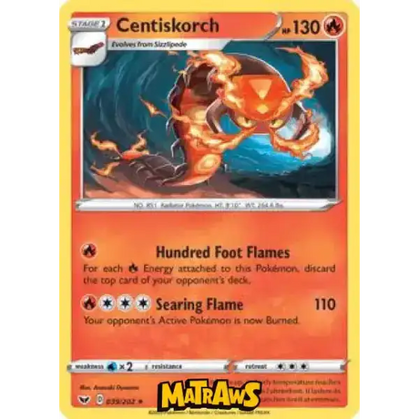 (039/202) Centiskorch Enkeltkort Sword & Shield 