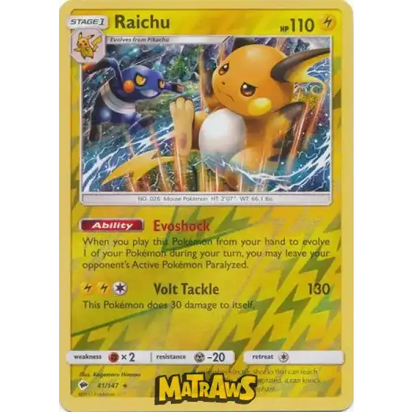 (041/147) Raichu - Reverse Enkeltkort Burning Shadows 