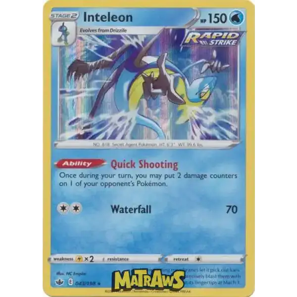 (043/198) Inteleon - Holo Enkeltkort Chilling Reign 