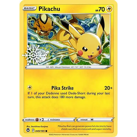 (049/195) Pikachu - Holo - Snow Flake Stamp - Enkeltkort