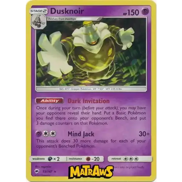 (053/147) Dusknoir - Holo Enkeltkort Burning Shadows 