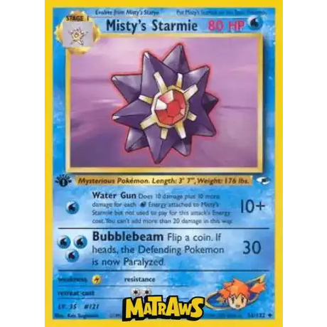 (056/132) Misty's Starmie - 1st Edition Enkeltkort Gym Heroes 1st Edition 