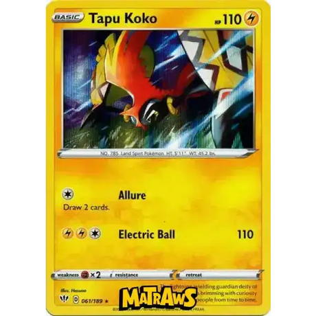 (061/189) Tapu Koko - Holo Enkeltkort Darkness Ablaze 