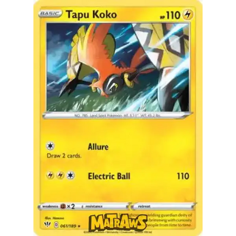 (061/189) Tapu Koko - Non Holo Enkeltkort Darkness Ablaze 