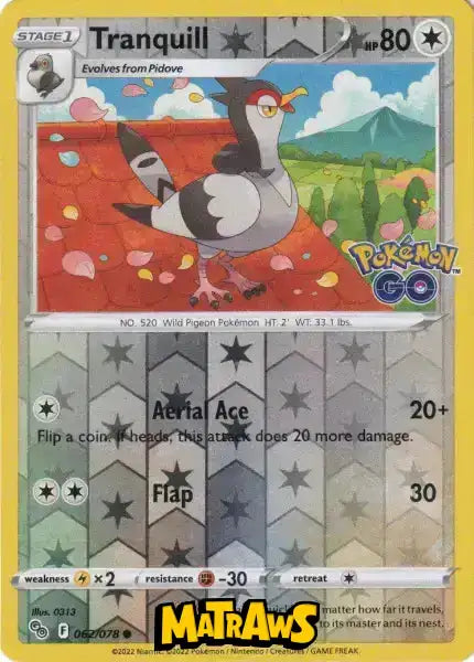 (062/078) Tranquill - Reverse Enkeltkort Pokémon GO TCG 