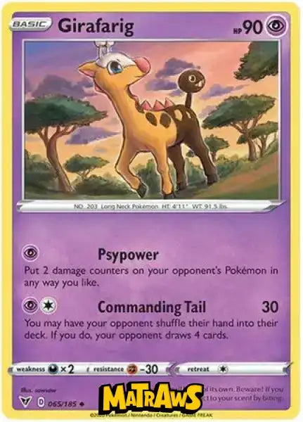 (065/185) Girafarig Enkeltkort Vivid Voltage 