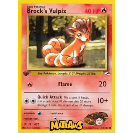 (073/132) Brock's Vulpix - 1st Edition Enkeltkort Gym Heroes 1st Edition 