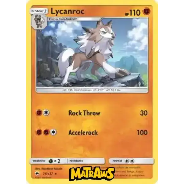 (076/147) Lycanroc Enkeltkort Burning Shadows 