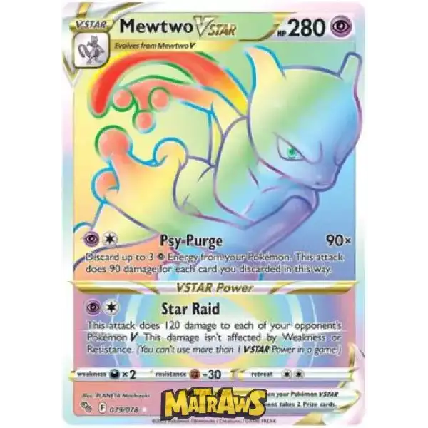 (079/078) Mewtwo VSTAR - Rainbow Enkeltkort Pokémon GO TCG 