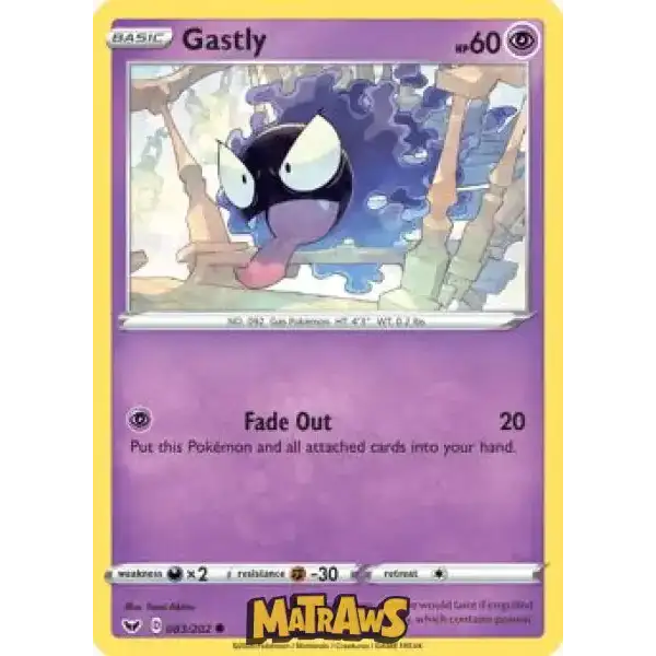 (083/202) Gastly Enkeltkort Sword & Shield 