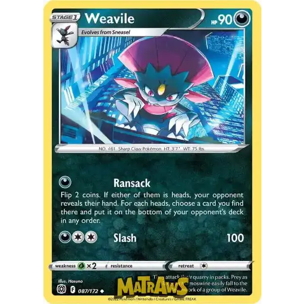 (087/172) Weavile Enkeltkort Brilliant Stars 