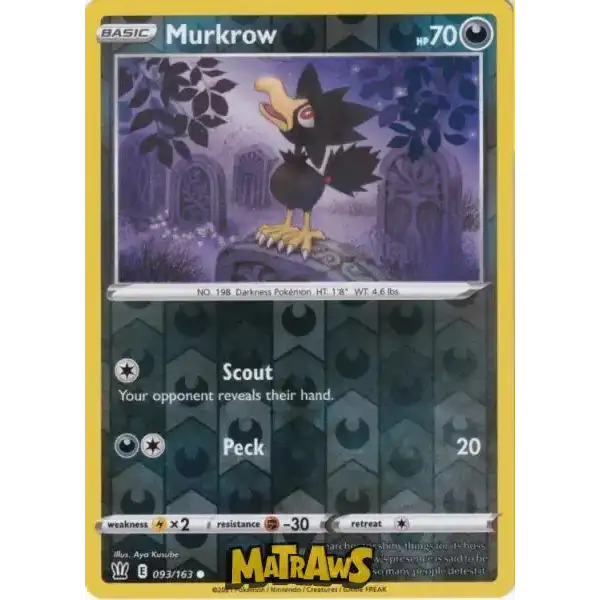 (093/163) Murkrow - Reverse Enkeltkort Battle Styles 