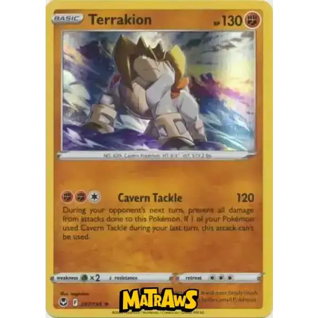 (097/195) Terrakion - Holo Enkeltkort Silver Tempest 