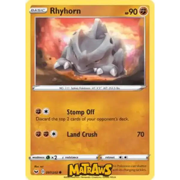 (097/202) Rhyhorn Enkeltkort Sword & Shield 