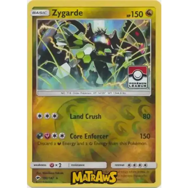 (100/147) Zygarde - Pokémon League, Reverse Enkeltkort Burning Shadows 