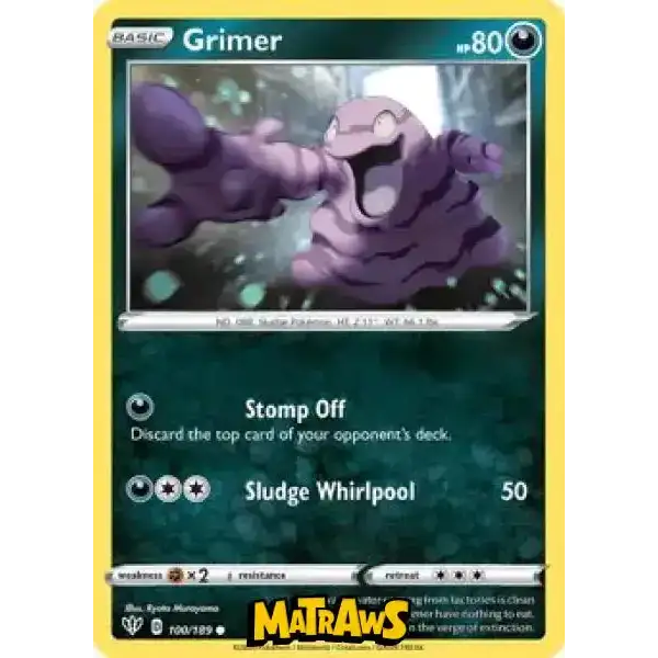 (100/189) Grimer Enkeltkort Darkness Ablaze 