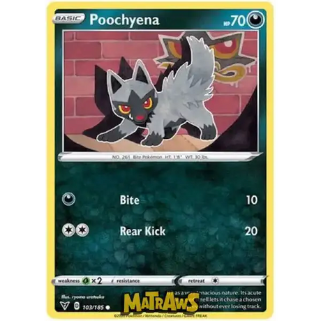 (103/185) Poochyena Enkeltkort Vivid Voltage 