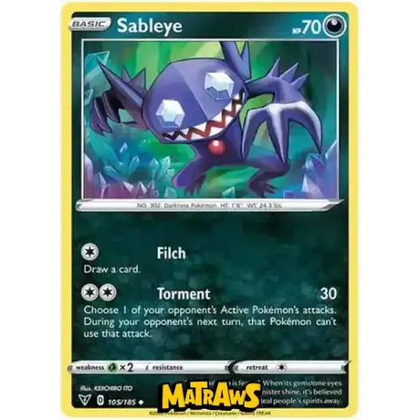 (105/185) Sableye Enkeltkort Vivid Voltage 