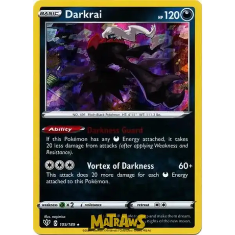 (105/189) Darkrai - Holo Enkeltkort Darkness Ablaze 
