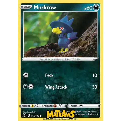 (114/196) Murkrow Enkeltkort Lost Origin 