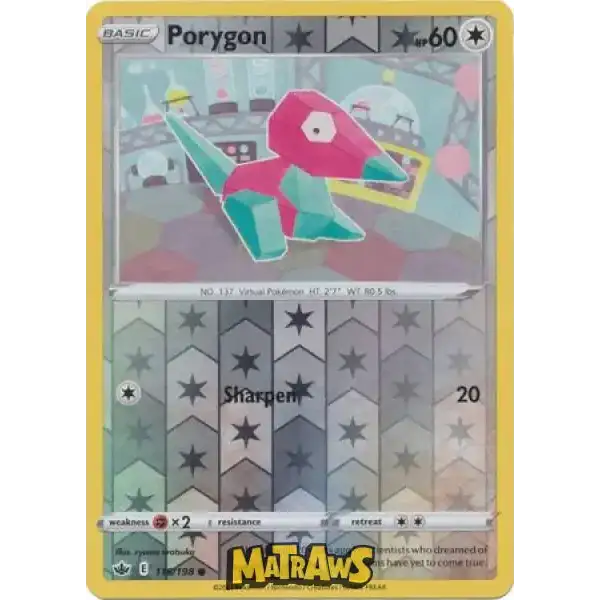 (116/198) Porygon - Reverse Enkeltkort Chilling Reign 